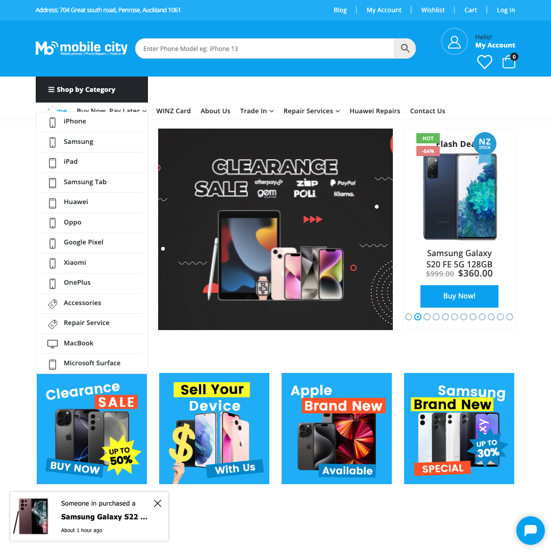 Heric Studio 新西兰电商网站定制开发与 SEO 解决方案。案例：Mobile City首页展示